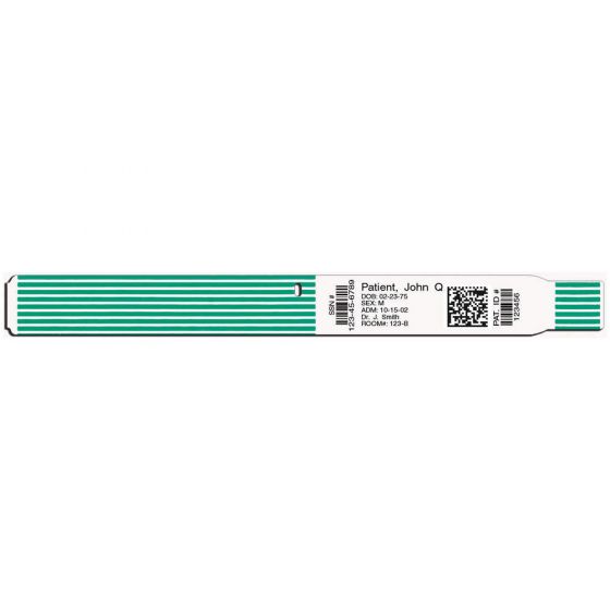 SCANBAND® THERMAL WRISTBAND THERMAL ADHESIVE CLOSURE 1 1/8"X11 1/2 1 1/2" ADULT GREEN - 500 PER BOX