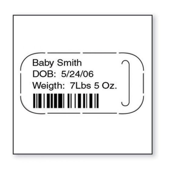 PRECISION THERMAL WRISTBAND TAG THERMAL 5/8X1 1/8 1 1/2" INFANT WHITE - 1000 PER BOX