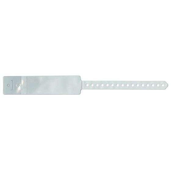 PrimeBand® Insert Wristband Vinyl Extra Wide, Snap Closure 1-3/8" x 12" Adult White, 250 per Box