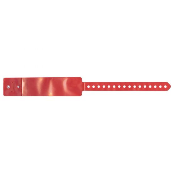 PrimeBand® Insert Wristband Vinyl Extra Wide, Snap Closure 1-3/8" x 12" Adult Red, 250 per Box