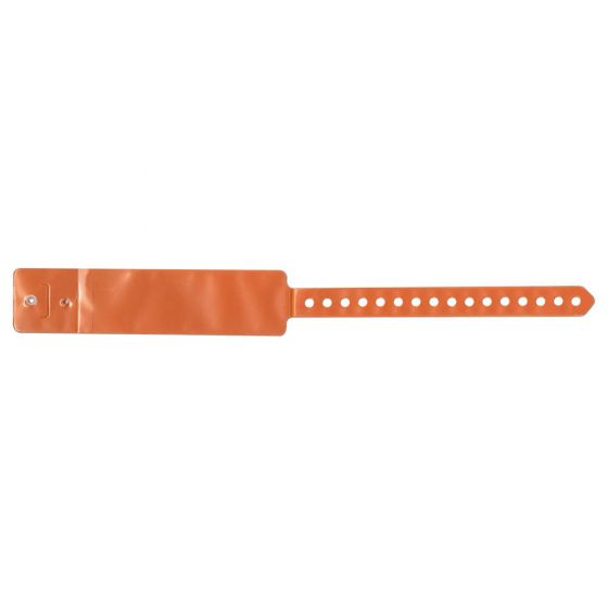 PrimeBand® Insert Wristband Vinyl Extra Wide, Snap Closure 1-3/8" x 12" Adult Orange, 250 per Box