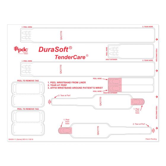 DuraSoft® Tendercare® Laser Patient ID Wristband Set, Adult/Infant, Tamper Evident, 2 Tags, White