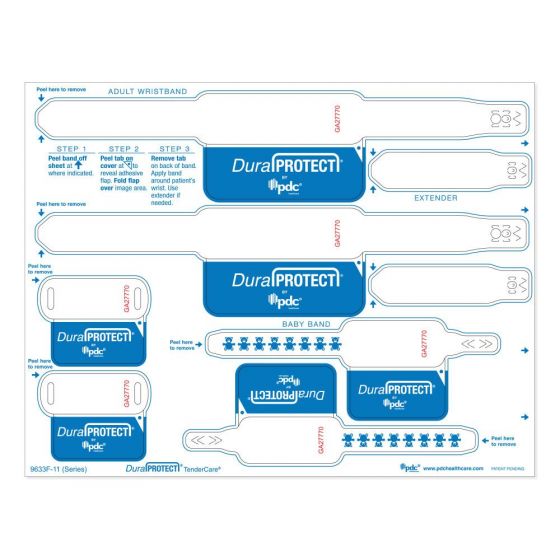 DuraProtect® Laser Patient ID Wristband Set, Mother/Father/Baby, Serialized, 1 Tag, 2 Extenders, White