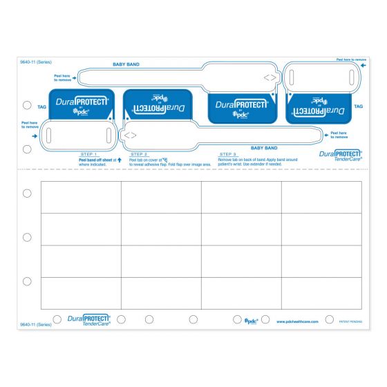 DuraProtect® Laser Patient ID Wristband Set, Infant, Tamper Evident, 2 Tags, 16 Labels, White