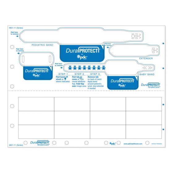 DuraProtect® Laser Patient ID Wristband Set, Pediatric & Infant, Tamper Evident, 1 Tag, 1 Extender, 12 Labels, White