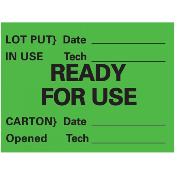 Lab Communication Label (Paper, Permanent) Lot Put Date In 2"x1 1/2" Green - 1000 per Roll