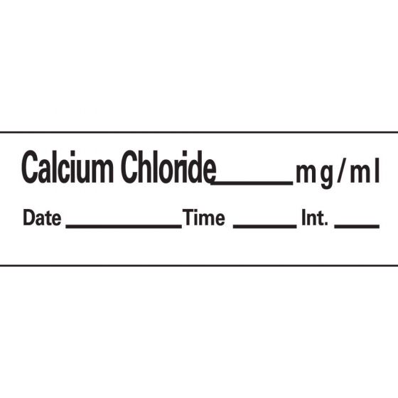 Anesthesia Tape with Date, Time, and Initial Removable Calcium Chloride mg/ml 1" Core 1/2" x 500" Imprints White 333 500 Inches per Roll