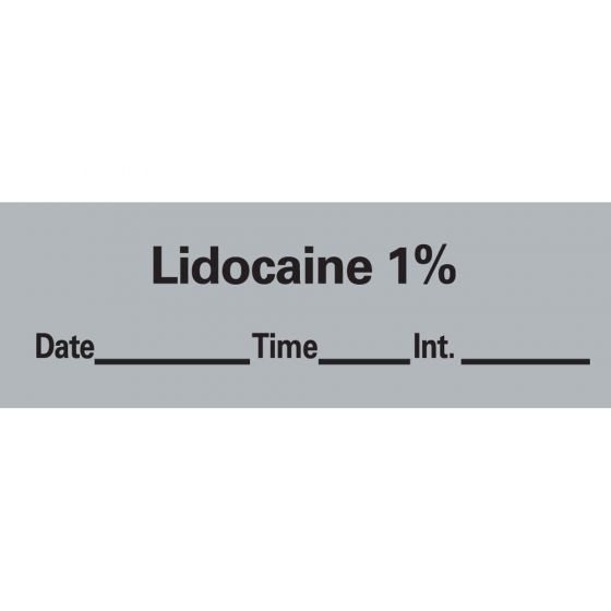 Anesthesia Tape with Date, Time & Initial (Removable) Lidocaine 1% 1/2" x 500" - 333 Imprints - Gray - 500 Inches per Roll