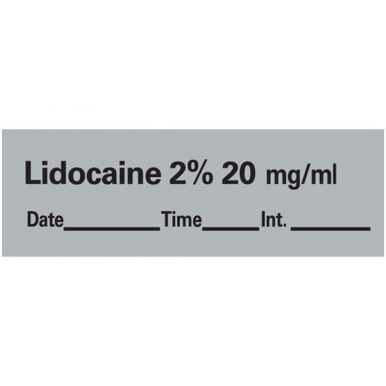 Anesthesia Tape with Date, Time & Initial (Removable) Lidocaine 2% 20 mg/ml 1/2" x 500" - 333 Imprints - Gray - 500 Inches per Roll