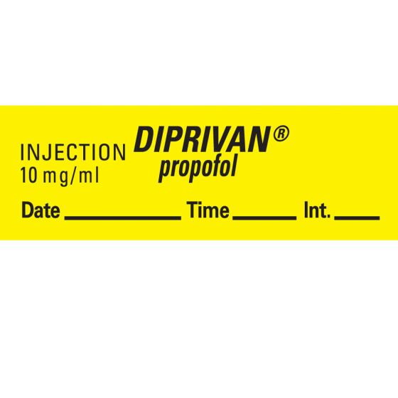 Anesthesia Tape with Date, Time, and Initial Removable Injection 10 mg/ml 1 Core 1/2" x 500" Imprints Yellow 333 500 Inches per Roll