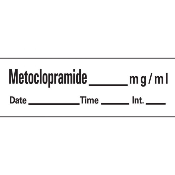 Anesthesia Tape with Date, Time, and Initial Removable Metoclopramide mg/ml 1" Core 1/2" x 500" Imprints White 333 500 Inches per Roll