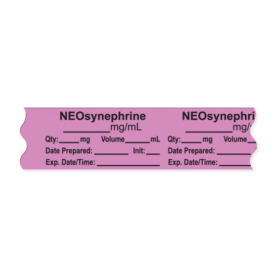 Anesthesia Tape, with Expiration Date, Time & Initial (Removable), "Neosynephrine mg/ml" 3/4" x 500", Violet - 333 Imprints - 500 Inches per Roll