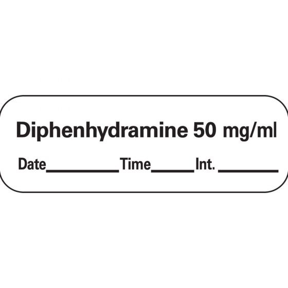 Anesthesia Tape with Date, Time, and Initial Removable Diphenhydramine 50 mg/ml 1" Core 1/2" x 500" Imprints White 333 500 Inches per Roll