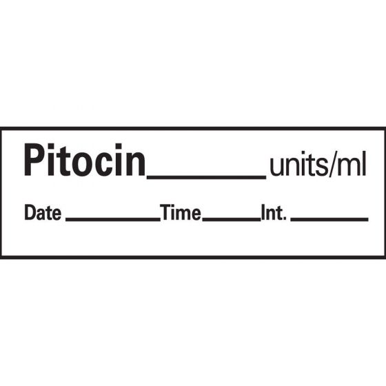 Anesthesia Tape with Date, Time & Initial (Removable) Pitocin Units/ml 1/2" x 500" - 333 Imprints - White - 500 Inches per Roll