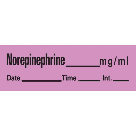 Anesthesia Tape with Date, Time, and Initial Removable NorEpinephrine mg/ml 1" Core 1/2" x 500" Imprints Violet 333 500 Inches per Roll