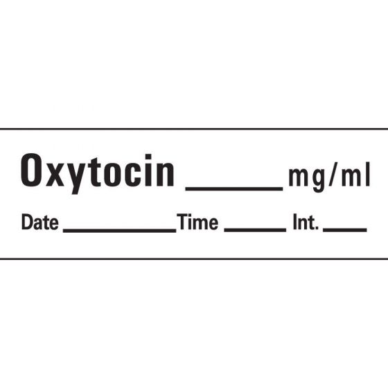 Anesthesia Tape with Date, Time & Initial (Removable) Oxytocin mg/ml 1/2" x 500" - 333 Imprints - White - 500 Inches per Roll