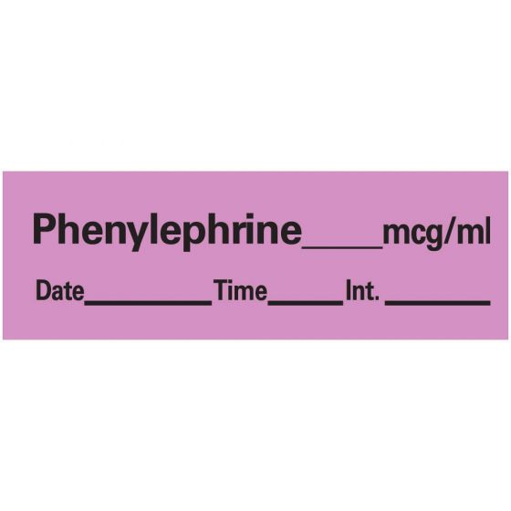 Anesthesia Tape with Date, Time, and Initial Removable Phenylephrine mcg/ml 1" Core 1/2" x 500" Imprints Violet 333 500 Inches per Roll