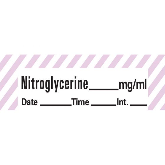 Anesthesia Tape with Date, Time, and Initial Removable Nitroglycerine mg/ml 1" Core 1/2" x 500" Imprints White with Violet 333 500 Inches per Roll