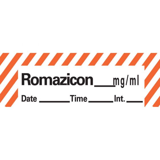 Anesthesia Tape with Date, Time & Initial (Removable) Romazicon mg/ml 1/2" x 500" - 333 Imprints - White with Fluorescent Red - 500 Inches per Roll