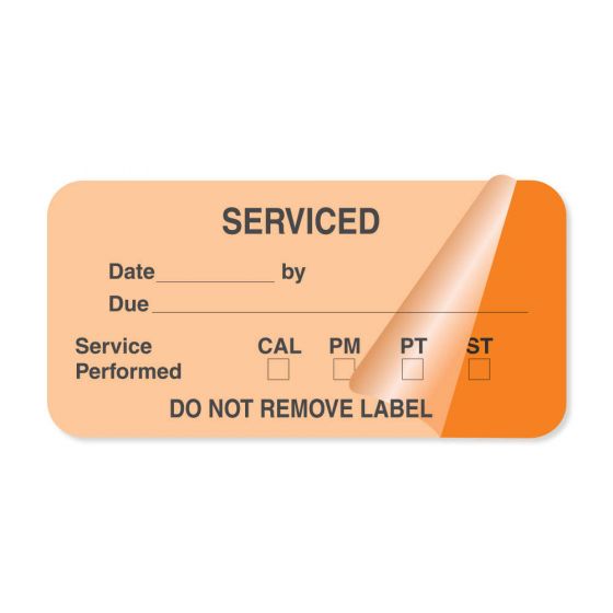 Label Self-Laminating Paper Removable Serviced Date 1-1/2" Core 2" x 1" Fl. Orange, 1000 per Roll