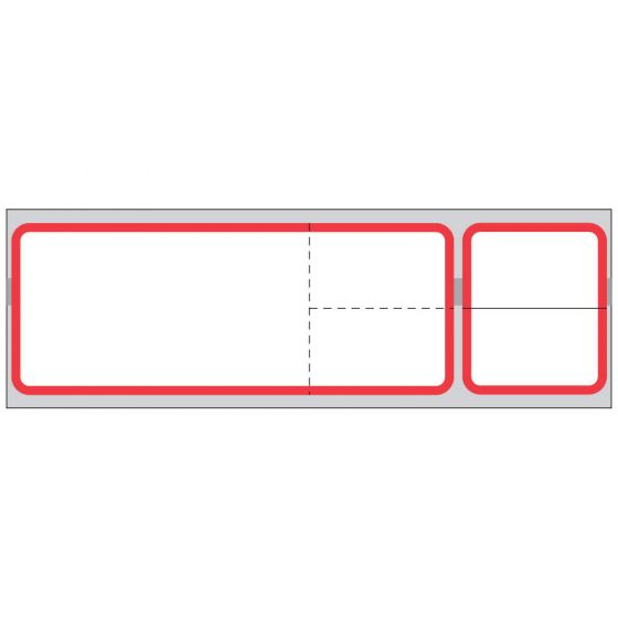 Misys/Sunquest/Epic Direct Thermal Label, Paper, 4-1/8"x1-3/16" 1-1/2" Core, Red Border, 1200 per roll, 8 rolls per box