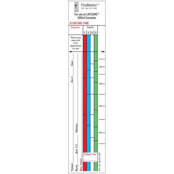 Flometer® IV Label Compatible with 500 ml Abbott/Lifecare :O Paper Removable 1-1/2"x7" White 1000 per Box