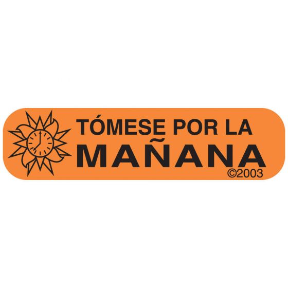 Communication Label (Paper, Permanent) Tomese Por La 1 9/16" x 3/8" Orange - 500 per Roll, 2 Rolls per Box