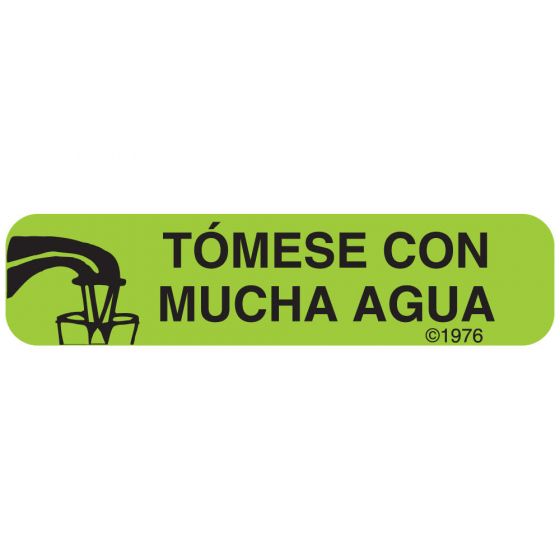 Communication Label (Paper, Permanent) Tomese Con Mucha 1 9/16" x 3/8" Green - 500 per Roll, 2 Rolls per Box