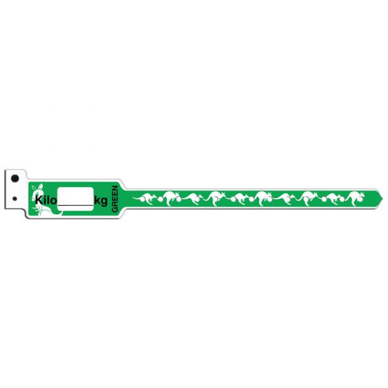 KangaBand® Write-on Wristband Poly 1"x10 1/4" Pediatric Green with Black Imprint - 250 per Box 