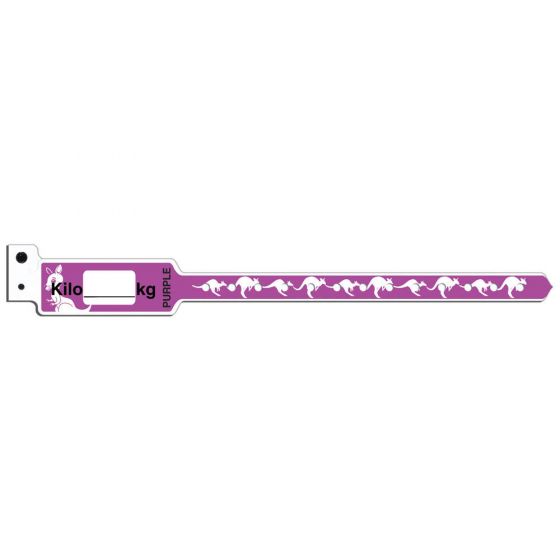 KangaBand® Write-on Wristband Poly 1"x10 1/4" Pediatric Purple with Black Imprint - 250 per Box 