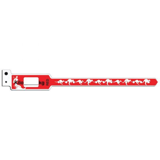 KangaBand® Write-on Wristband Poly 1"x10 1/4" Pediatric Red with Black Imprint - 250 per Box 