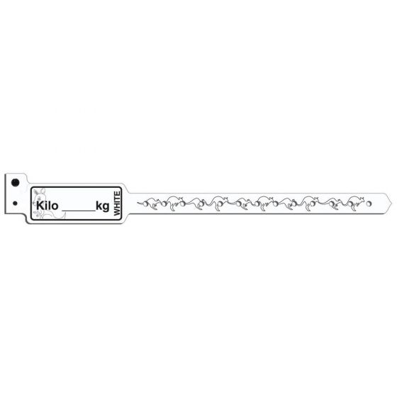 KangaBand® Write-on Wristband Poly 1"x10 1/4" Pediatric White with Black Imprint - 250 per Box 