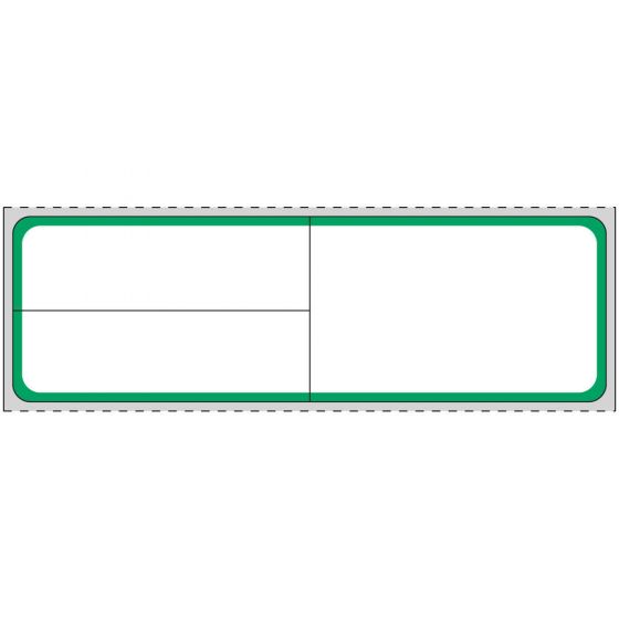 Label Meditech Direct Thermal Paper Permanent 1" Core 4"x1 1/4" White with Green 1000 per Roll, 8 Rolls per Case