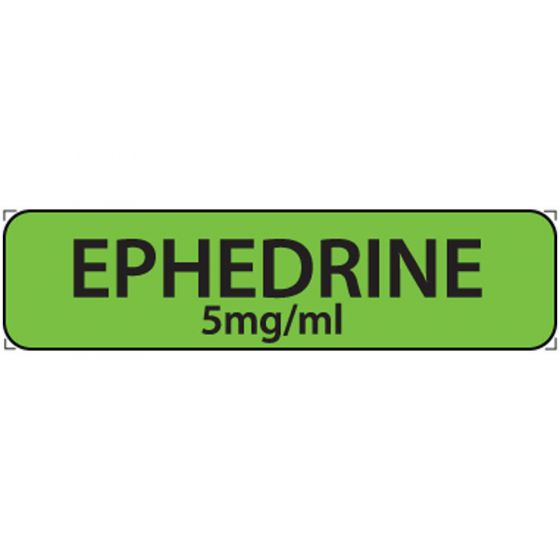 Label Paper Removable Ephedrine 5mg/ml, 1" Core, 1 1/4" x 5/16", Fl. Green, 760 per Roll