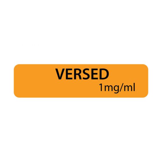 LABEL PAPER PERMANENT VERSED 1" MG/ML 1 CORE 1 1/4" X 5/16" FL. ORANGE 760 PER ROLL