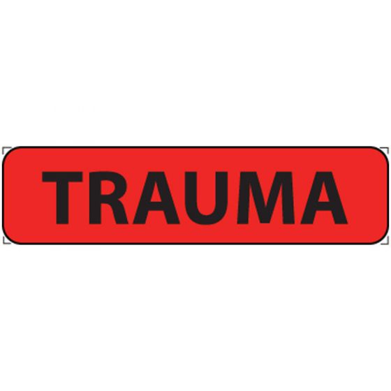 Label Paper Permanent Trauma, 1" Core, 1 1/4" x 5/16", Fl. Red, 760 per Roll