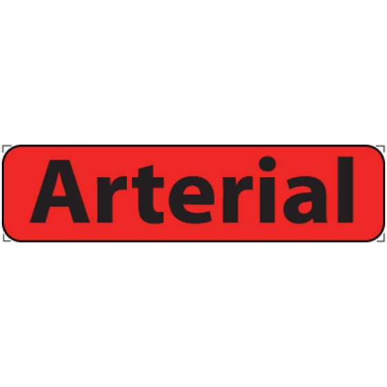 Label Paper Permanent Arterial 1" Core 1 1/4"x5/16" Fl. Red 760 per Roll