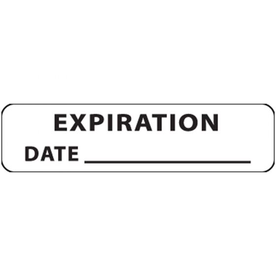 Label Paper Removable Expiration Date, 1" Core, 1 1/4" x 5/16", White, 760 per Roll