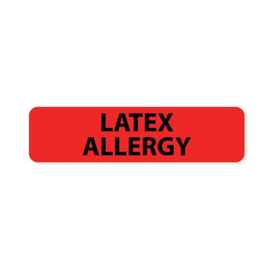 Label Paper Permanent Latex Allergy, 1" Core, 1 7/16" x 3/8", Fl. Red, 666 per Roll