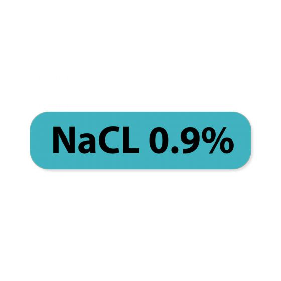 Label Paper Permanent NaCL 0.9, 1" Core, 1 7/16" x 3/8", Blue, 666 per Roll