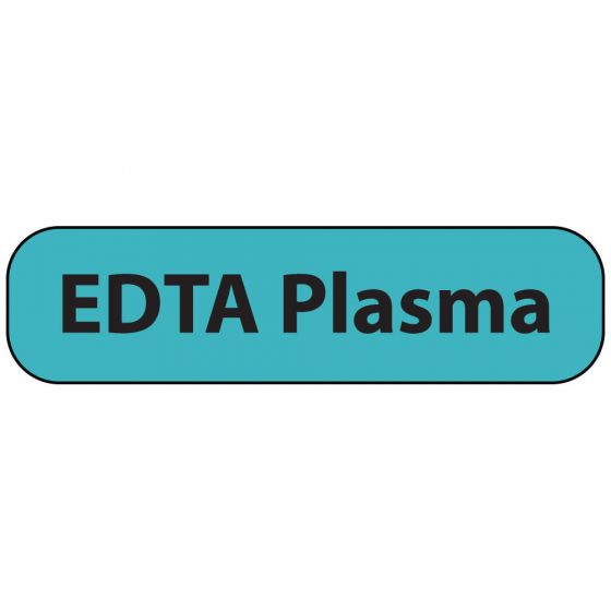 Label Paper Removable EDTA Plasma, 1" Core, 1 7/16" x 3/8", Blue, 666 per Roll