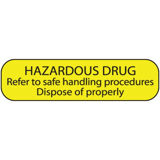 Label Paper Permanent Hazardous Drug Refer 1" Core 1 7/16"x3/8" Yellow 666 per Roll