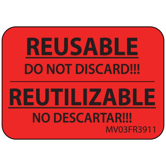 Label Paper Permanent Reusable Do Not, 1" Core, 1 7/16" x 1", Fl. Red, 666 per Roll