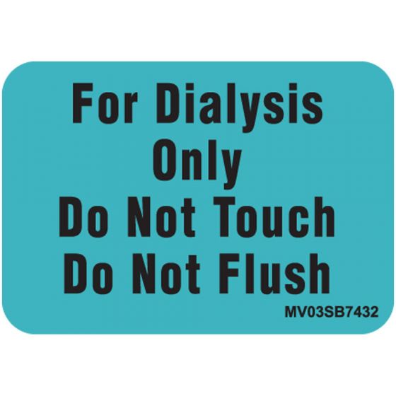 Label Paper Removable For Dialysis Only, 1" Core, 1 7/16" x 1", Blue, 666 per Roll