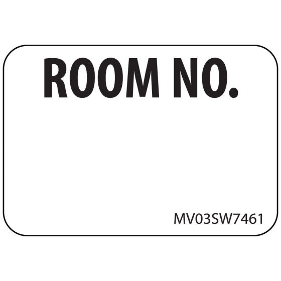 Label Paper Removable Room No., 1" Core, 1 7/16" x 1", White, 666 per Roll