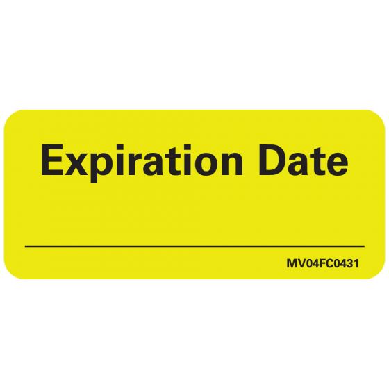 Label Paper Removable Expiration Date, 1" Core, 2 1/4" x 1", Fl. Chartreuse, 420 per Roll