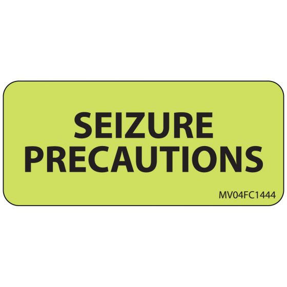 Label Paper Removable Seizure Precautions, 1" Core, 2 1/4" x 1", Fl. Chartreuse, 420 per Roll