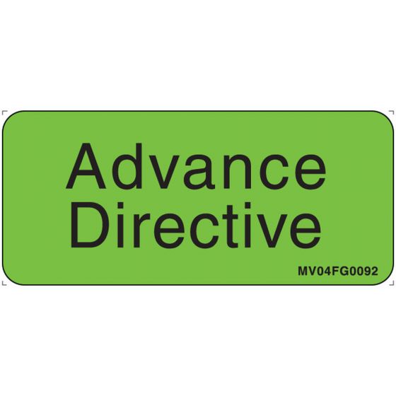 Label Paper Removable Advance Directive, 1" Core, 2 1/4" x 1", Fl. Green, 420 per Roll