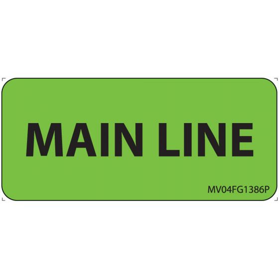 Label Paper Removable Main Line, 1" Core, 2 1/4" x 1", Fl. Green, 420 per Roll