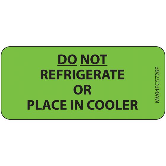 Label Paper Removable Do Not Refrigerate, 1" Core, 2 1/4" x 1", Fl. Green, 420 per Roll